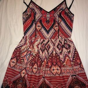 Tribal Print Lace Up Dress